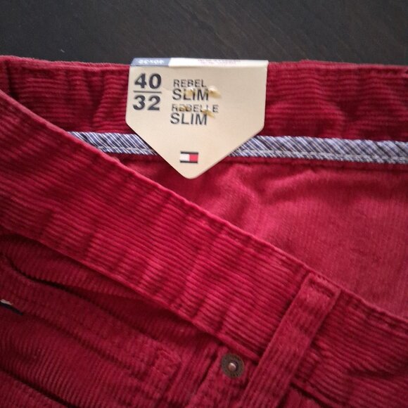 Tommy Hilfiger Pants Mens 40x32 Red Corduroy Slim Fit Classic Casual Cotton New - Picture 7 of 7